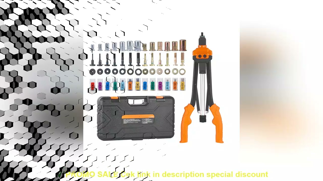SucceBuy 14" 16" Rivet Nut Tool Rivnut Tool Kit with Metric and SAE Mandrels 70PCS/186PCS Rivet Nuts