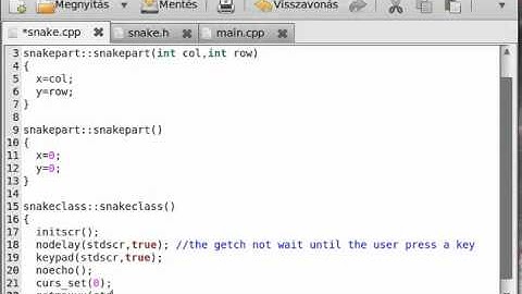 Ncurses and C++ 6 - snake game (part 2) - example program 3 (for Linux!)