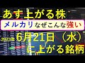 あす上がる株　2023年６月２１日（水）に上がる銘柄　～日本株での株式投資のお話です。最新の半導体関連銘柄と生成AI株、商社株と防衛関連株。ANYCOLOR vs. カバー。　メルカリが強い～