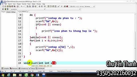 Bài 50 - Viết hàm nhập, xuất mảng 1 chiều các số nguyên