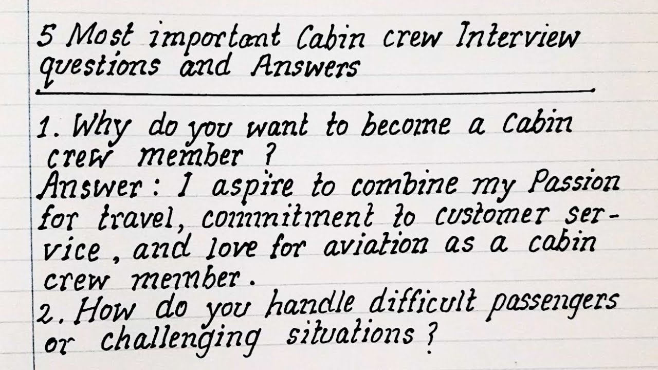 INTERVIEW QUESTIONS || 5 most important cabin crew interview questions ...