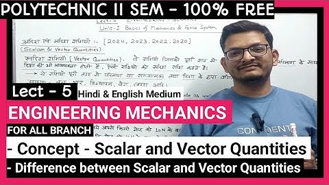 Engineering Mechanics II Lect - 5 II Polytechnic 2nd Sem II Scalar & Vector Quantities II BTE