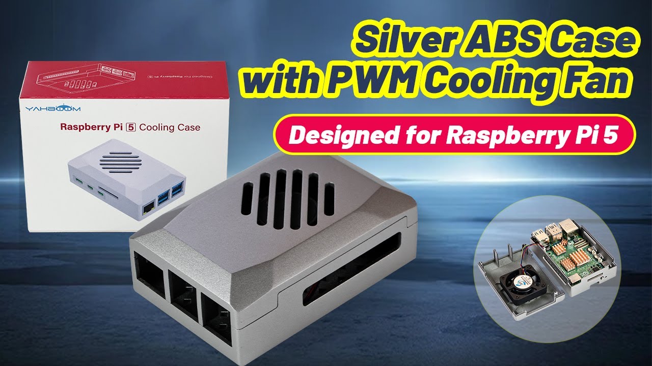 Raspberry Pi 5 Silver ABS Case with PWM Cooling Fan - YouTube