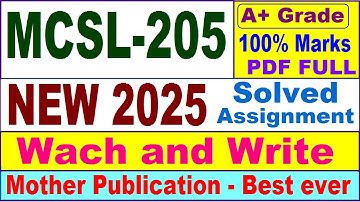 MCSL 205 solved assignment 2025 / mcsl 205 solved assignment 2025 in English / PGDCA new mcsl 205