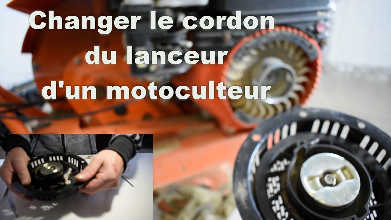 Comment changer le cordon de lanceur (corde) d'un motoculteur en 5mn chrono