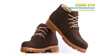 รองเทาหนงนบคออยล หมขอ สนำตาลเขม Code 914 Steppro Ankle Boots