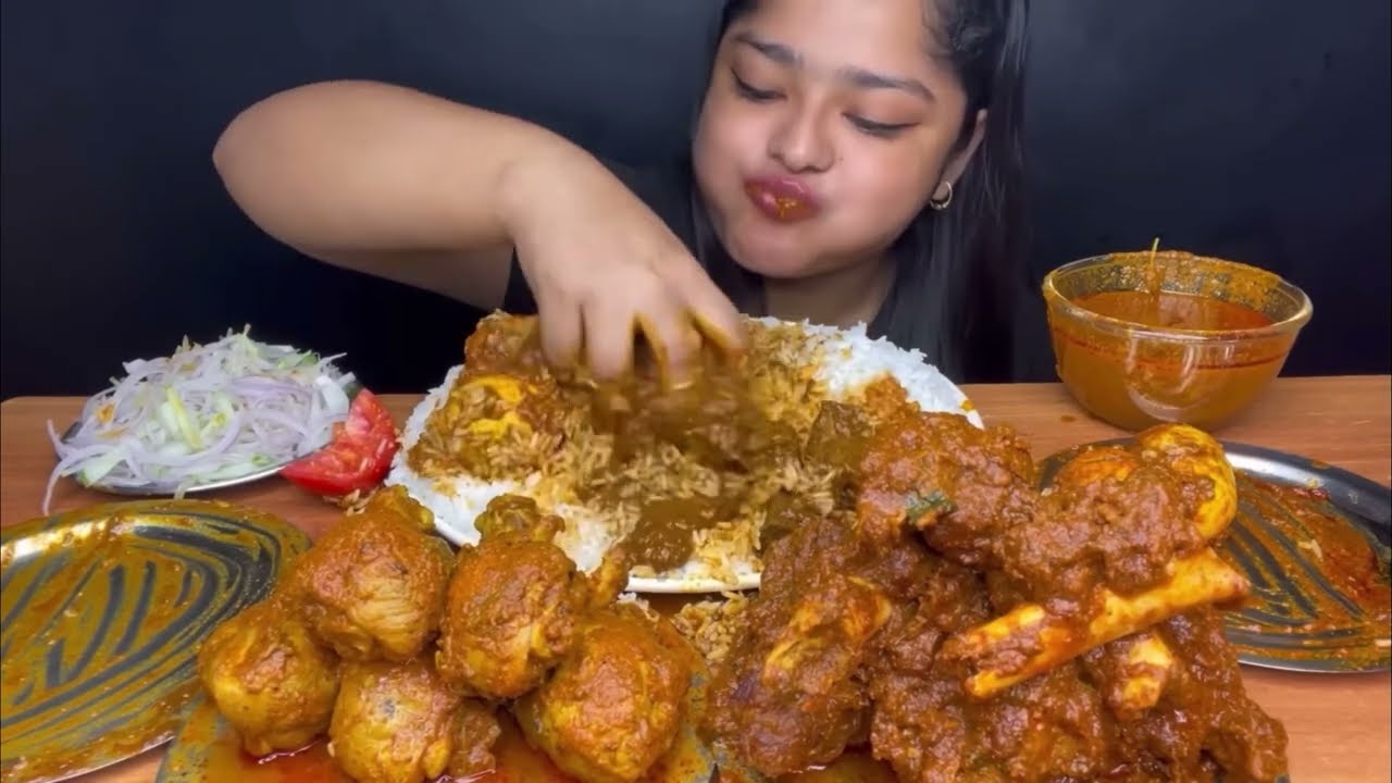 SPICY MUTTON CURRY AND SPICY EGG CURRY WITH CHICKEN AND VEGETABLE FRIED RICE