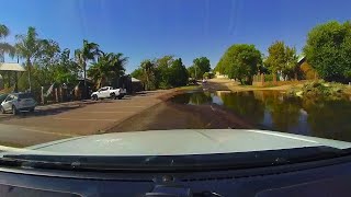 Driving through a flooded road in Upington, South Africa Today