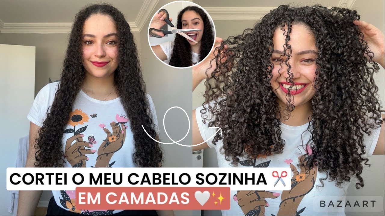 COMO CORTAR O CABELO CACHEADO CURTO EM CAMADAS SOZINHA | meu novo corte ...