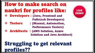How to find exact profiles on naukri.com for IT positions such as Developers, Testers & Architects?