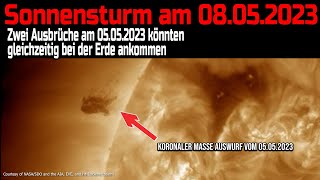 Zwei Gigantische Ausbrüche auf der Sonne werden am 08.05.2023 Sonnensturm verursachen