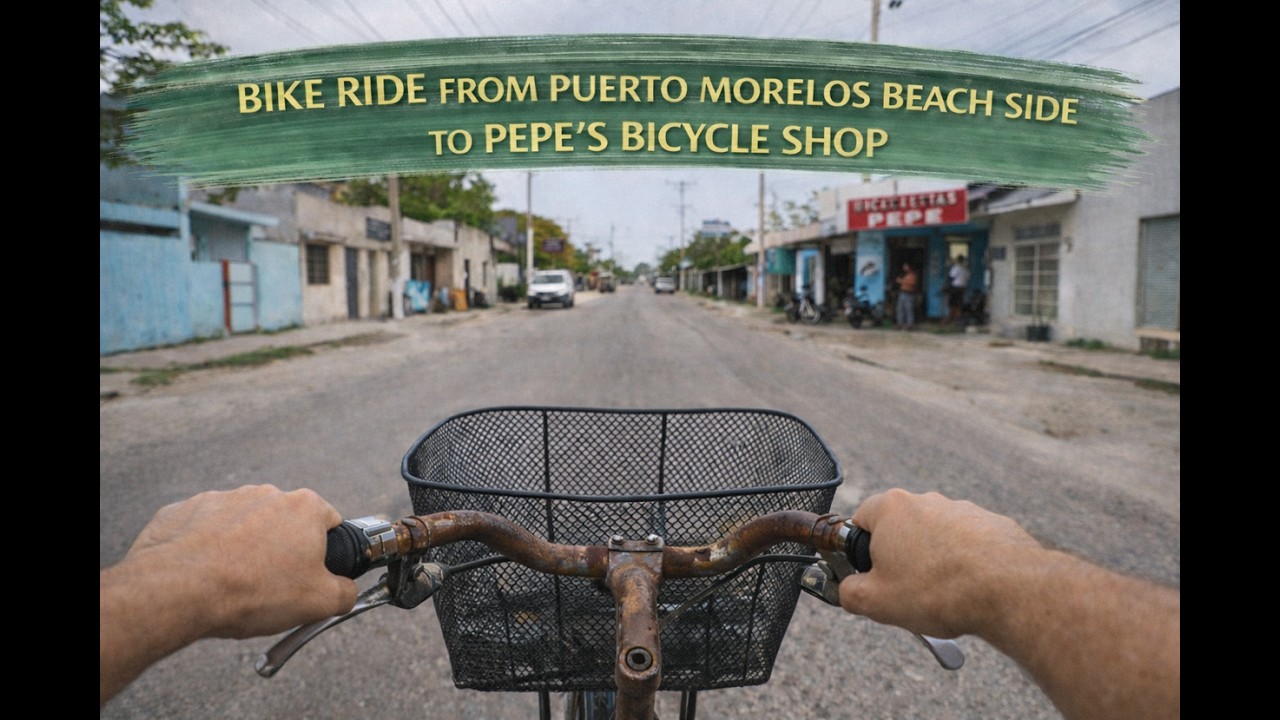 Bike Ride from Puerto Morelos Beach Side to Pepe’s Bicycle Shop | Chain Issues | Natural Sound