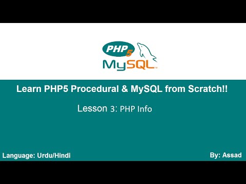 PHP Procedural & MySQLi Lesson 3: How to check PHP Info (Urdu/Hindi)
