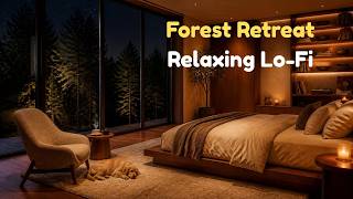 🌲 A Cozy Forest View Bedroom at Night 🐶 | Extra Slow Solo Guitar for Deep Relaxation