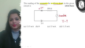 The reading of the ammeter for a silicon diode in the given circuit is (2018 Main) (a) 13.5  mA (...