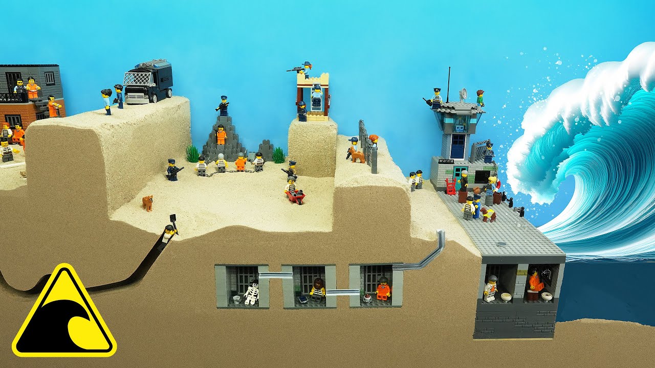 Prison Flood: Lego City Tsunami Disaster - Dam Breach Experiment
