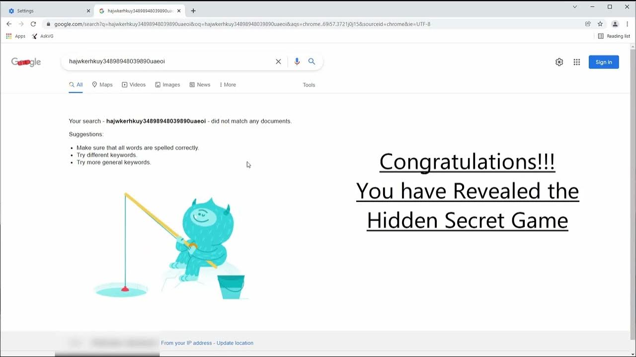 Hidden Secret Fishing Game or Easter Egg on Google Search No Results