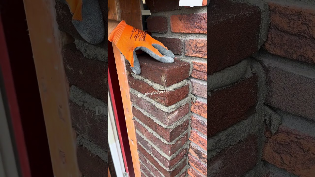 Bricklaying doorframe bricks 