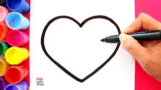 Como desenhar e pintar um CORACAO COLORIDO
