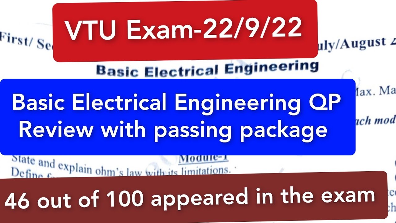 VTU 2nd Sem exam |Basic ELE QP Review with passing package|46 out of 100 appeared in exam|22-9-22