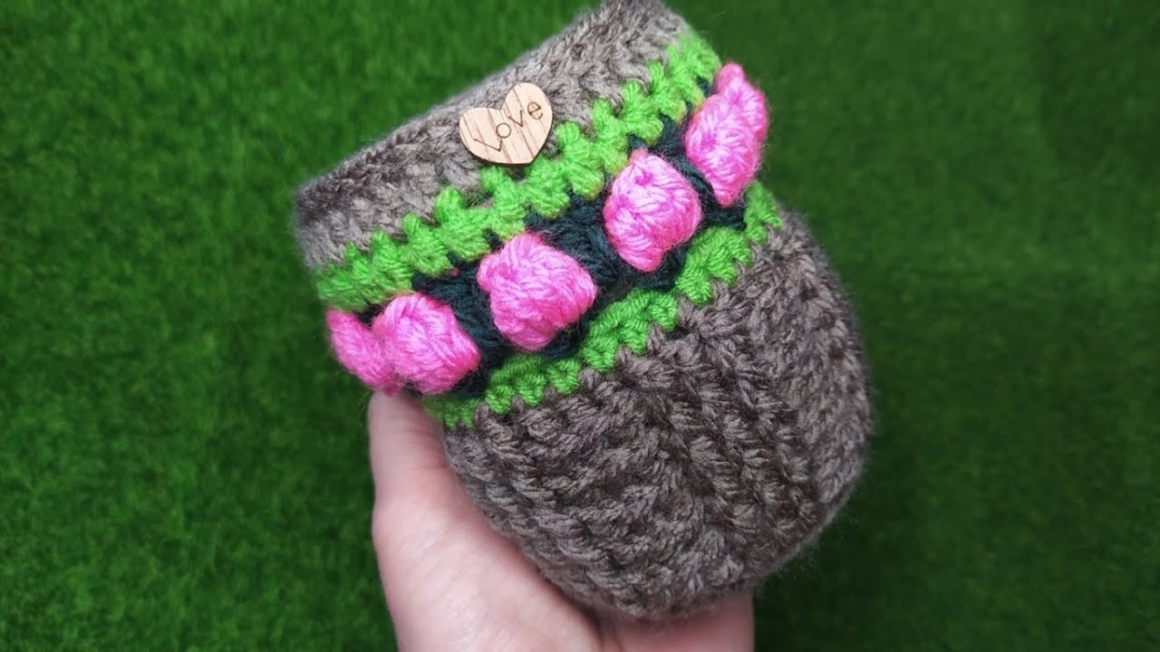 Вязаная крючком подставка для ручек и ваза 💐🦋 💕 Креативный урок по переработке