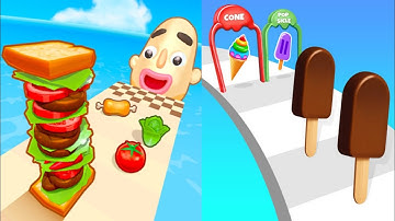 Sandwich run Vs Ice cream run gameplay, New top Satisfying ASMR walkthrough video game, Android game