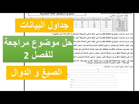 مراجعة الفصل الثاني اعلام الي المكتبية جداول البيانات اال
