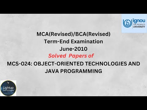 IGNOU MCA/BCA June 2010 MCS-024 Java Solved Paper. Guarantee to get maximum marks #ignoumca