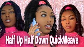 How To: Half Up Half down QuickWeave | Natural Hair Friendly #quickweave #braidstyles #naturalhair