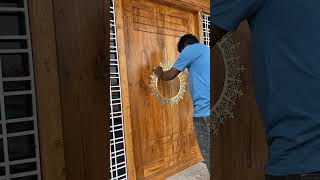 Teak Main door design with over lay Brass ring & Handle #divainteriors #bestinteriors