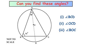 O is the incentre of ∆ ABC. AO produced meets circumcircle of the ∆ at D. Find the unknown angles.