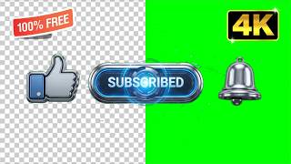 3D Subscribe Button Animation Futuristic | Transparent PNG & Green Screen | Sound Included