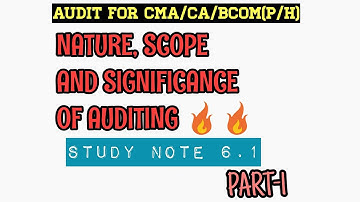 Nature, Scope And Significance of Auditing- Part 1 for CMA/CA/BCOM(P/H)/DUSOL/DUREGULAR