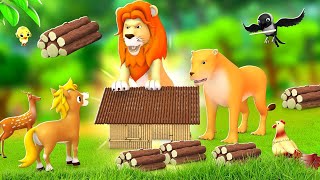 शेर का लकड़ी बाँस घर - Lion Wooden Bamboo House | Hindi Kahaniya 3D Hindi Moral Stories JOJO TV Kids