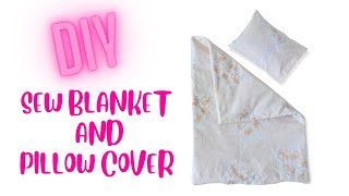 How to sew EASY blanket and pillow cover FOR 18 INCH DOLL/American Girl Doll
