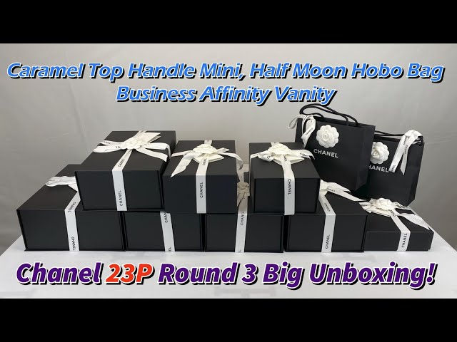 Chanel 23P Round 3 Big Unboxing! Caramel Top Handle Mini Half Moon Hobo Bag Business  Affinity Vanity 