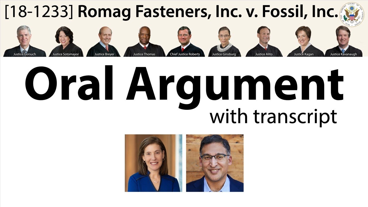 Oral Argument Romag Fasteners, Inc. v. Fossil, Inc. YouTube
