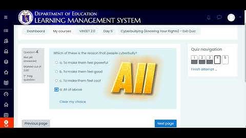 VINSET2.0 Day 5 Exit Quiz 1 Answer Key Cyberbullying