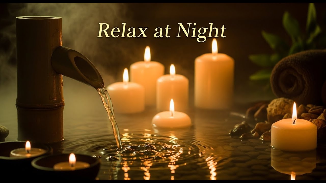 Zen Mist Serenity Bamboo Fountain and Candle Glow for Healing Meditation Sleep Deep Tranquility