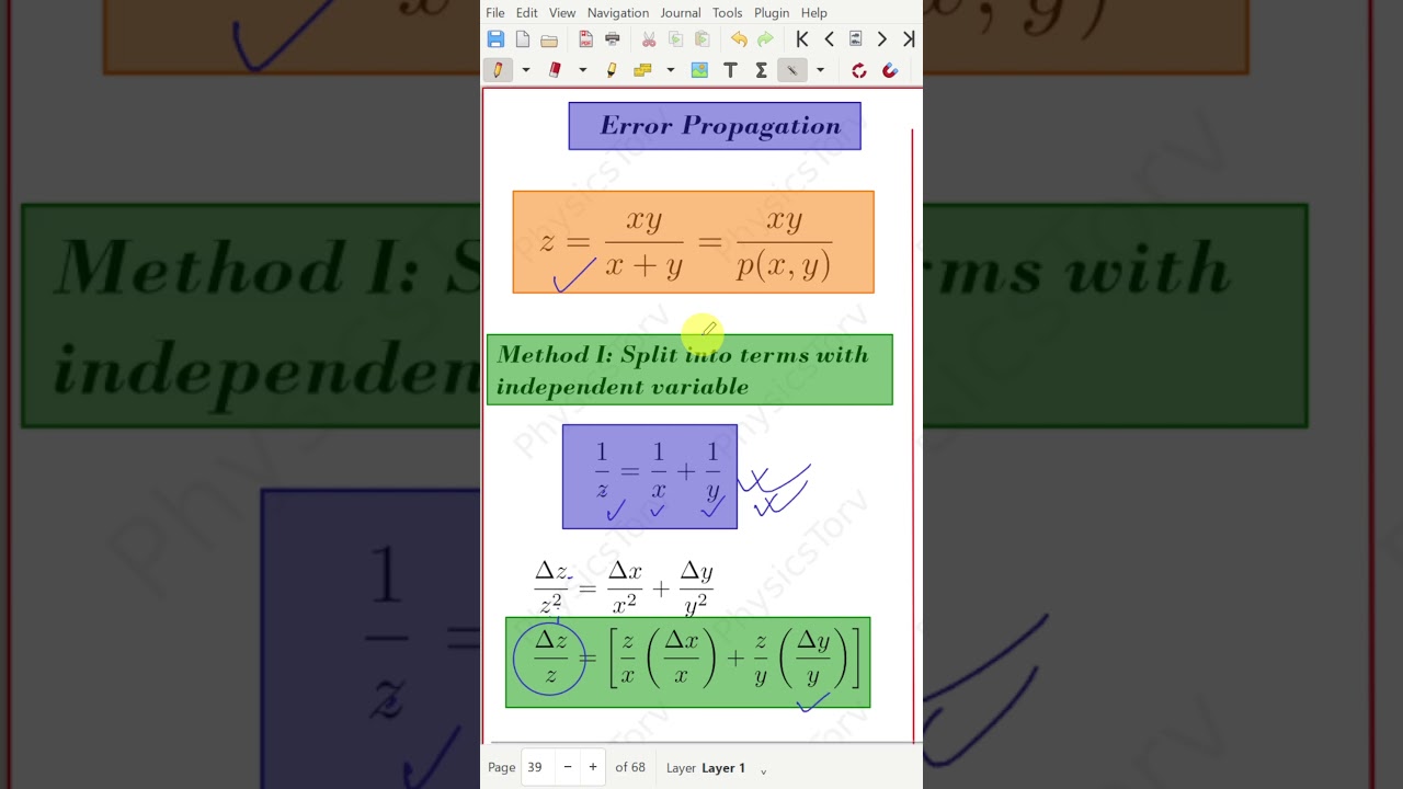 Fractional Error Calculation in a Complicated Case