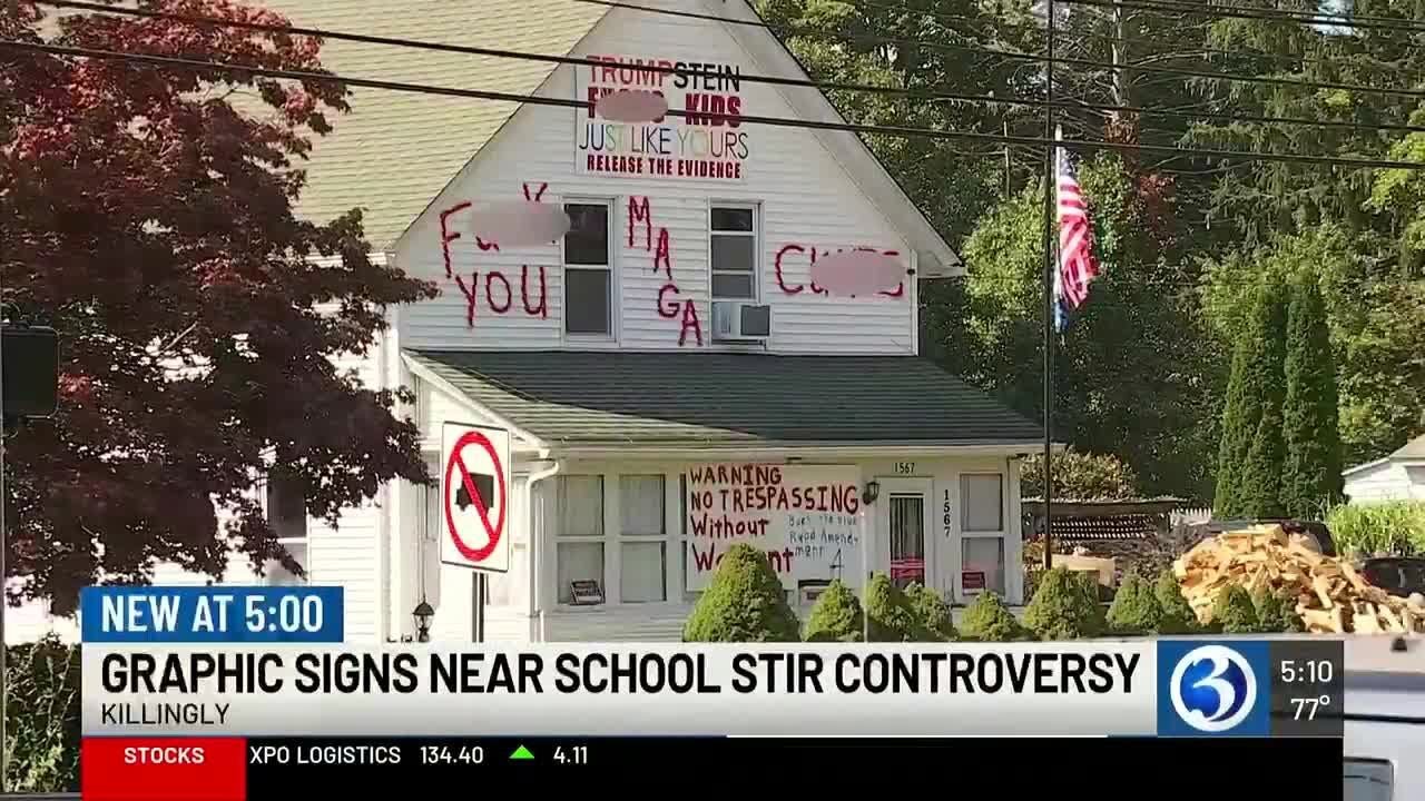 Graphic signs near school stir controversy in Killingly