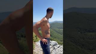 Work out in the mountains of Bulgaria. Amazing nature, clear blue skies. Beautiful summer day ￼￼
