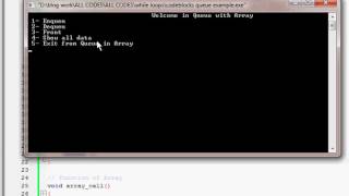 Queue implementation source code in c++ using array