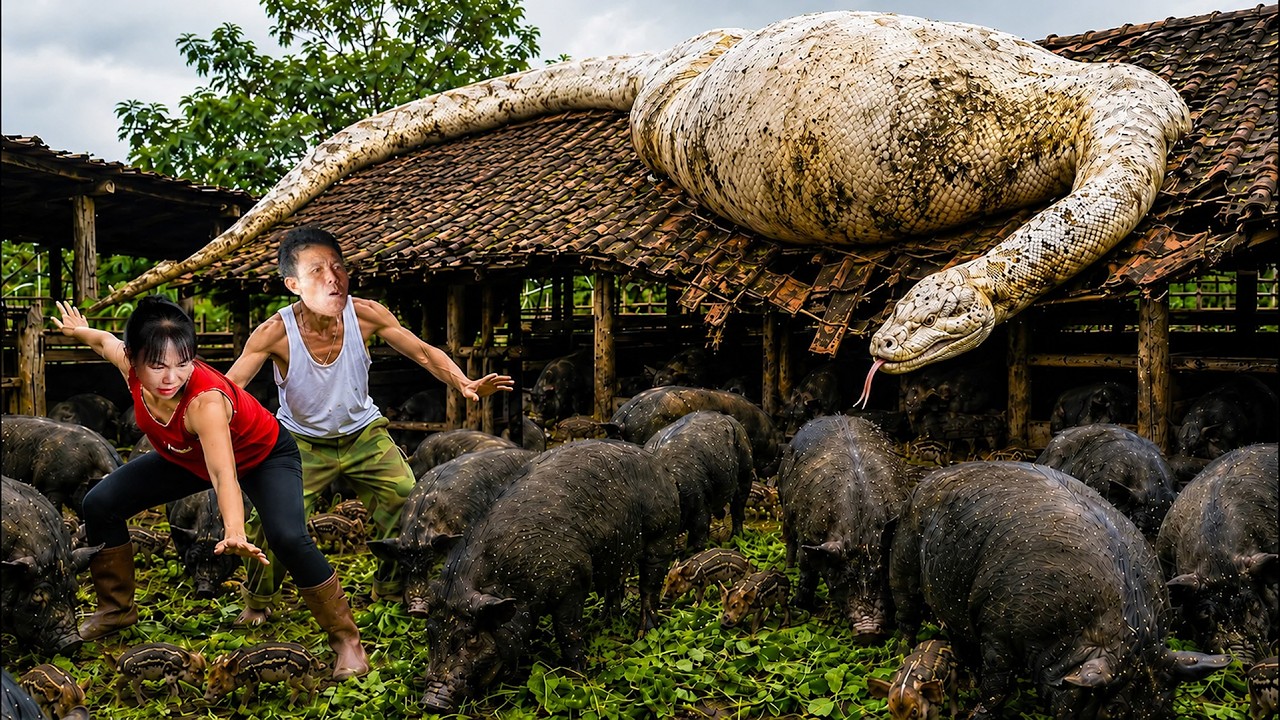 72 Hours Survival: Giant Albino Python Strikes Pig Farm – Father ...
