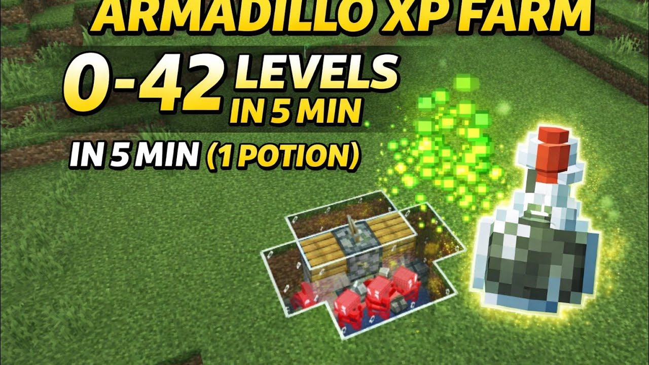 SIMPLE ARMADILLO XP FARM 💯 | 0-42 Levels in 5mint 😯 | 1.21+ MINECRAFT ...