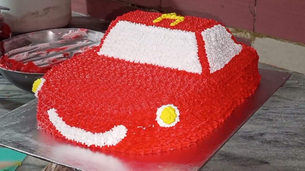  Car Shape Cake Design | Fresh Cream Cake for Kids Birthday Party #viral  #car cake 