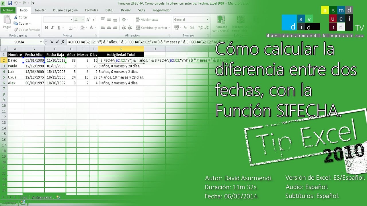 Funci n SIFECHA Calcular La Edad La Antig edad O La Diferencia Entre 