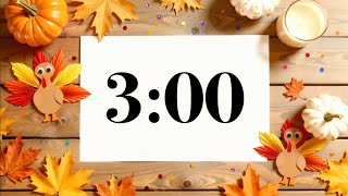3 Minute Thanksgiving Focus Timer 🍁 Fall November Classroom, Pumpkins, Turkeys & Fun Acoustic Music