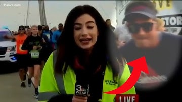 Hardloper slaat verslaggeefster op de ... op live televisie.. | Bizar!