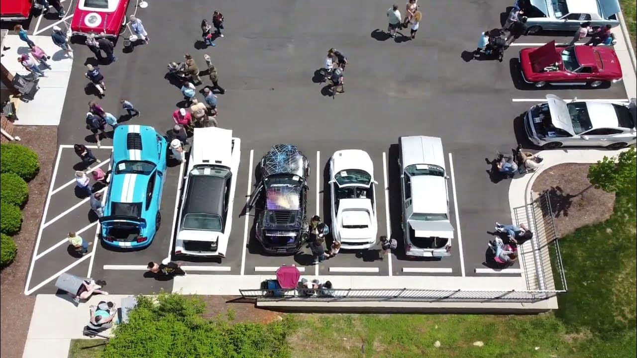 Mebane Dogwood Festival 2023 vintage car area with camera angle down